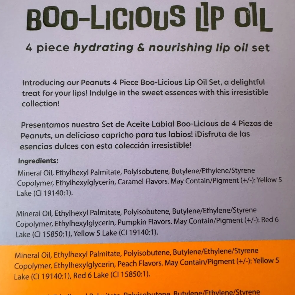 Peanuts x Celavi Boo-Licious Lip Oil Set of 4 New